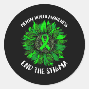 End The Stigma Mental Health S Awareness Sunflower Classic Round Sticker