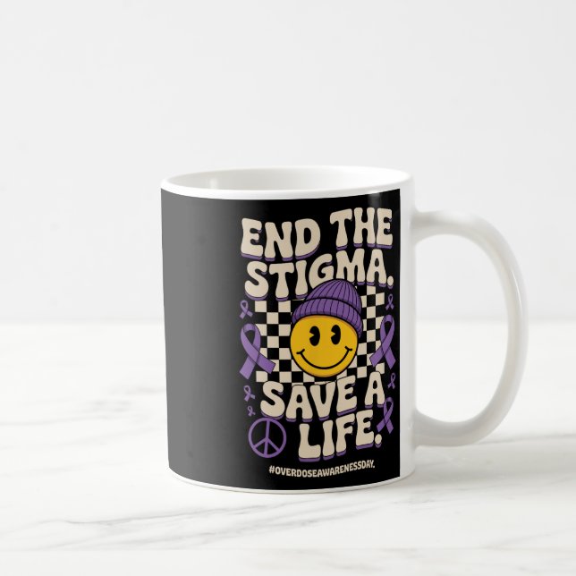End The Stigma Save A Life Groovy Overdose Awarene Coffee Mug (Right)