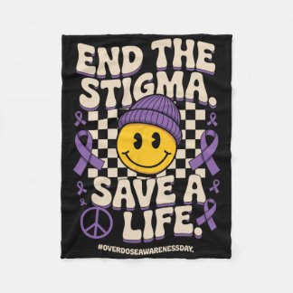 End The Stigma Save A Life Groovy Overdose Awarene Fleece Blanket