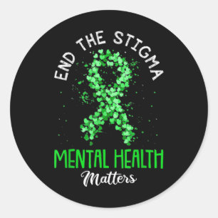 End The Stigma Shirt Mental Health S Ribbon Awaren Classic Round Sticker
