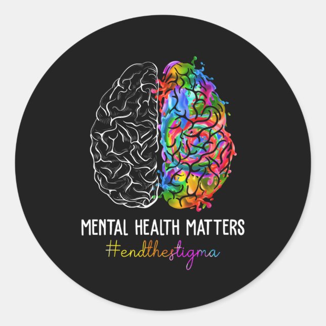 End The Stigma Tal Health Matters Tal Awareness Classic Round Sticker (Front)