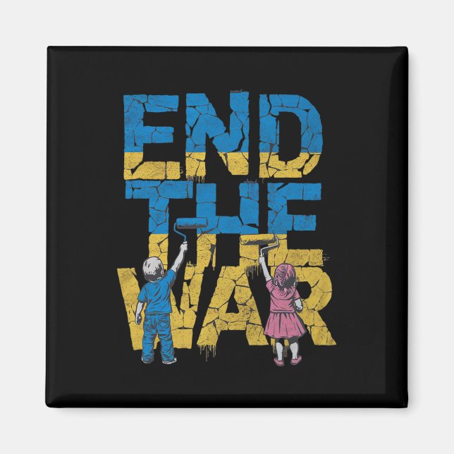 End The War Graffiti Children Support Zelensky Ukr Magnet (Front)