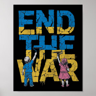 End The War Graffiti Children Support Zelensky Ukr Poster