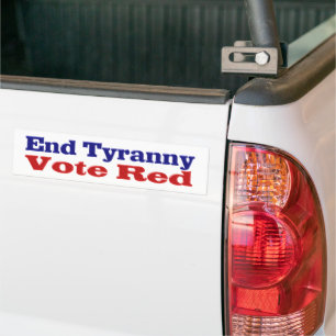 End Tyranny Vote Red with red blue text Bumper Sticker