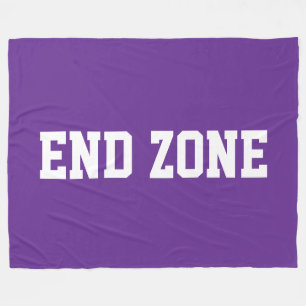 END ZONE Athletic White Text On Fun Royal Purple Fleece Blanket