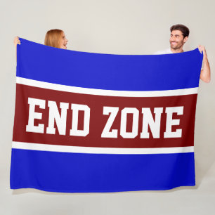 END ZONE Bold Royal Blue Deep Red White Stripes Fleece Blanket