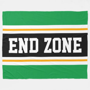 END ZONE Bright Green Black Football Stripes Fleece Blanket