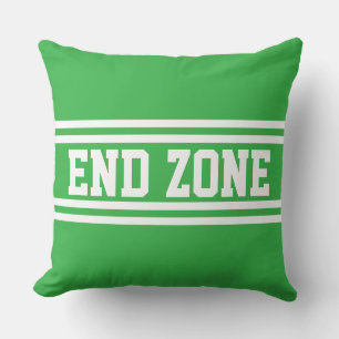 END ZONE Bright Green Sporty White Racing Stripes Cushion