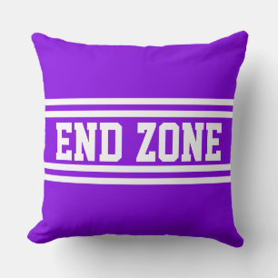 END ZONE Bright Purple Sporty White Racing Stripes Cushion
