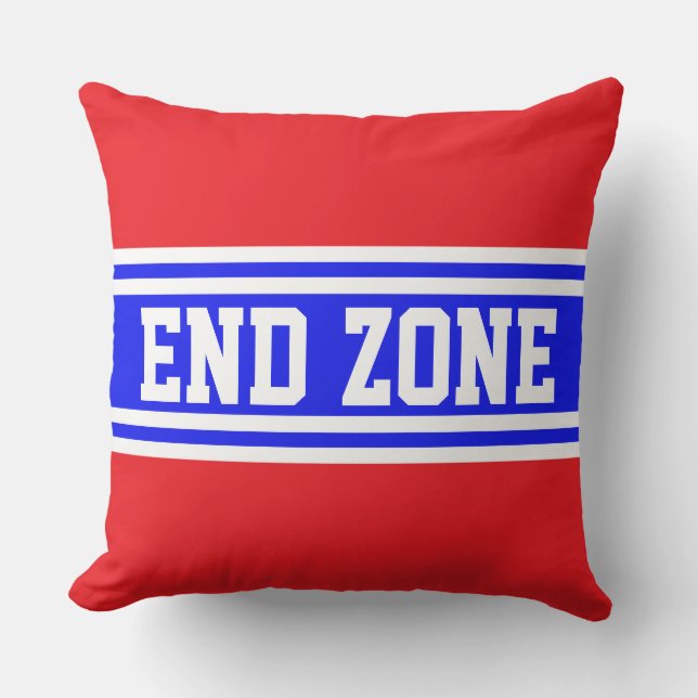 END ZONE Bright Red White Blue Racing Stripes Cushion (Front)