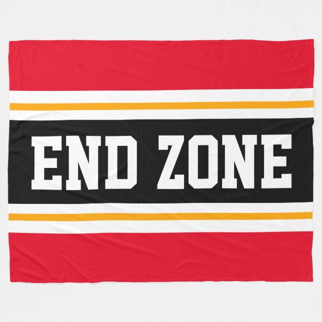 END ZONE Bright Red Yellow Black Football Stripes Fleece Blanket (Front (Horizontal))