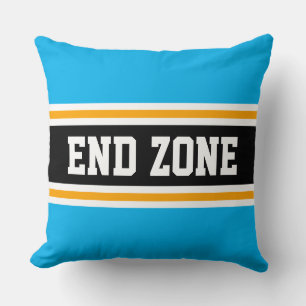 END ZONE Bright Sky Blue Black Athletic Stripes Cushion
