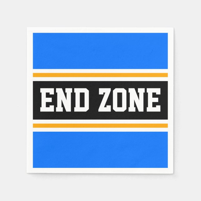 END ZONE Fun Bright Blue Black Yellow Stripes Napkin (Front)