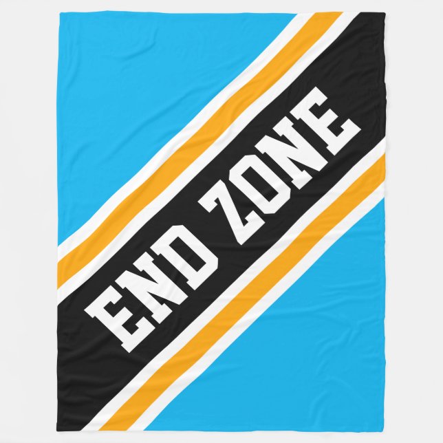 END ZONE Fun Bright Sky Blue Yellow Black Stripes Fleece Blanket (Front)