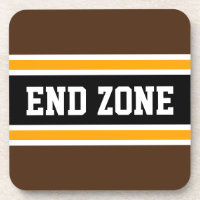 END ZONE Fun Brown Yellow Black Football Stripes