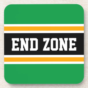 END ZONE Fun Green Yellow Black Sporty Stripes Coaster