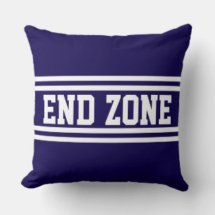 END ZONE Fun Navy Blue Sporty White Racing Stripes Cushion