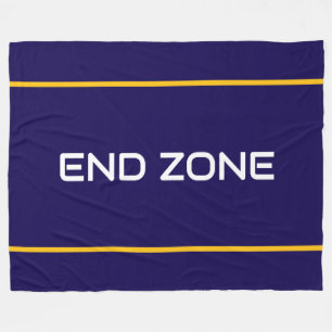 END ZONE Fun Text Yellow Orange Navy Blue Stripes Fleece Blanket