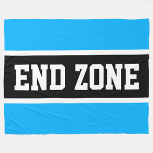 END ZONE Sky Blue Black White Athletic Stripes Fleece Blanket