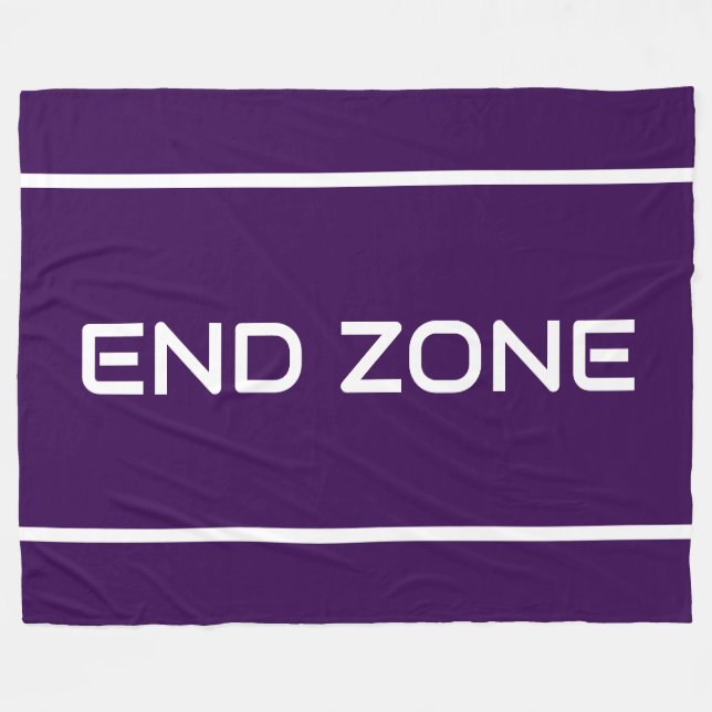 END ZONE Sleek White Text Stripes On Deep Purple Fleece Blanket (Front (Horizontal))