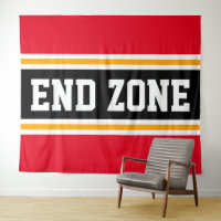 END ZONE Sporty Bright Red Black Yellow Stripes