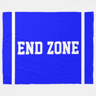 END ZONE Sporty Text Edge Stripes On Royal Blue Fleece Blanket