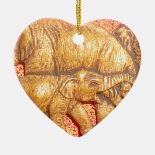 Endangered African Mara Elephants Ceramic Tree Decoration (Front)