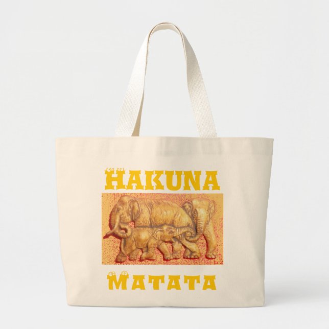 Endangered African Mara Elephants Large Tote Bag (Front)