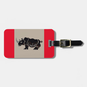 Endangered animal - African RHINO -Red Luggage Tag