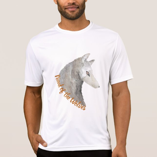 Endangered Animal Friend Wolves Watercolor Wolf T-Shirt (Front)