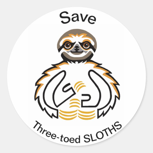 Endangered animal - Save Three-toed SLOTHS -  Classic Round Sticker (Front)