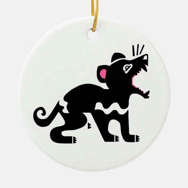 Endangered animal - TASMANIAN DEVIL- Marsupial - Ceramic Tree Decoration (Front)