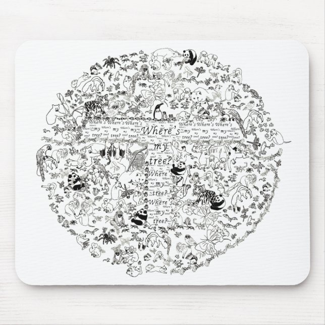 Endangered Animals Trees Planet Earth Drawing Art Mouse Pad (Front)