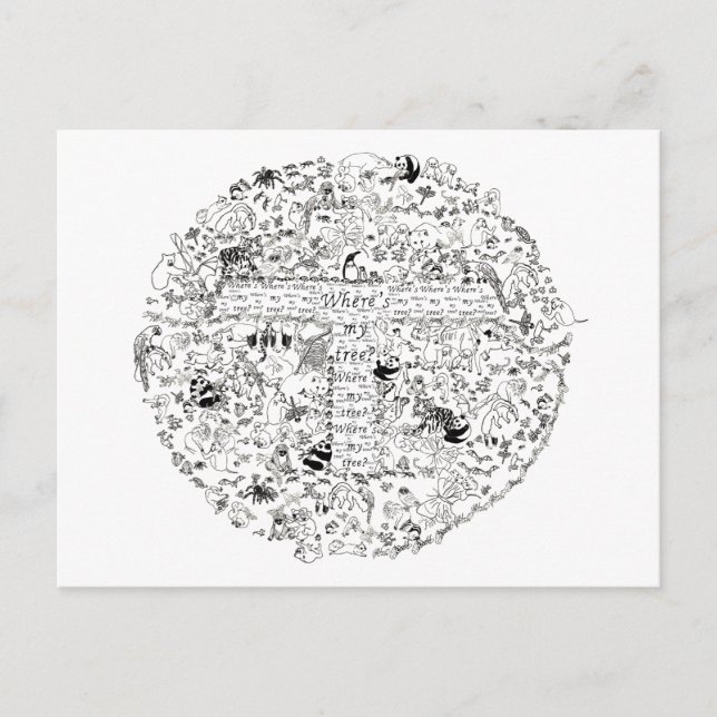 Endangered Animals Trees Planet Earth Drawing Art Postcard (Front)