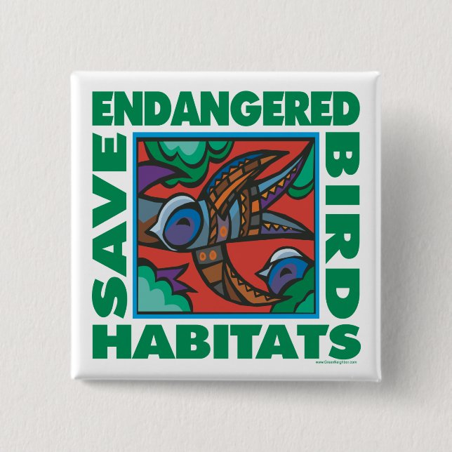 Endangered Birds 15 Cm Square Badge (Front)