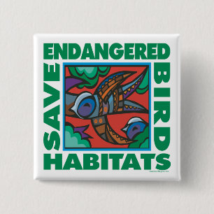 Endangered Birds 15 Cm Square Badge