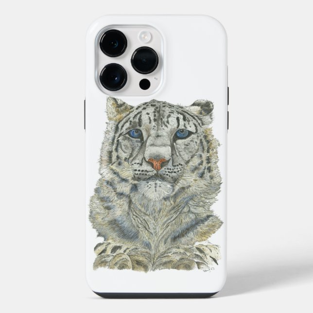 Endangered Elusive Snow Leopard Artwork iPhone Case (Back)