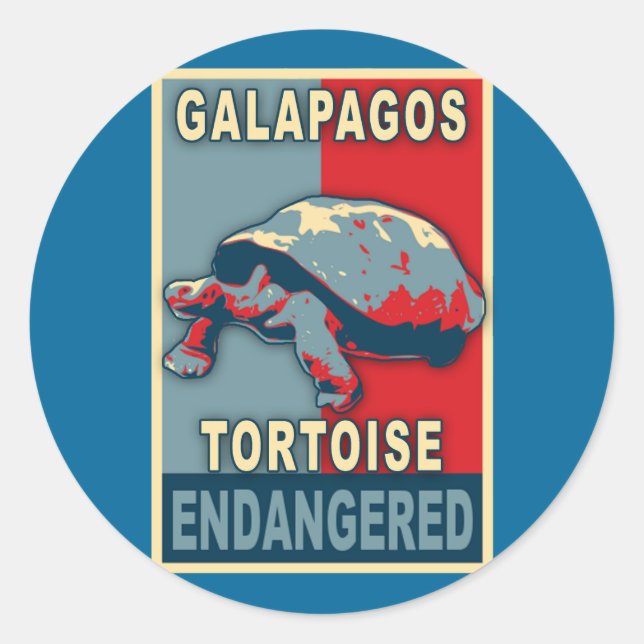 Endangered Galapagos Tortoise Pop Art Tshirts Classic Round Sticker (Front)