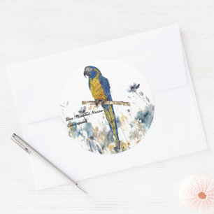 Endangered Hand-Painted Macaw Classic Round Sticker