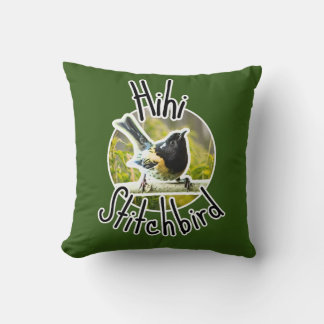 Endangered hihi bird - nz stitichbird Throw Pillow