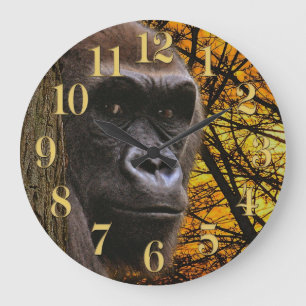 Endangered Lowland Gorilla & Rainforest Large Clock
