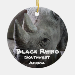 Endangered Species Series, Black Rhino Ceramic Tree Decoration