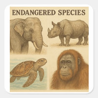 Endangered Species Vintage Illustration 