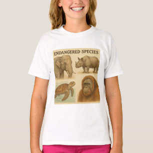 Endangered Species Vintage Illustration T-Shirt