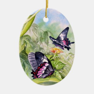Endangered Tropical Butterflies Fine Art Ceramic Tree Decoration