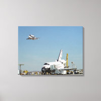 Endeavour on Runway with Columbia on SCA Overhea
