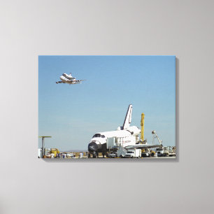 Endeavour on Runway with Columbia on SCA Overhea Canvas Print