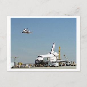 Endeavour on Runway with Columbia on SCA Overhea Postcard
