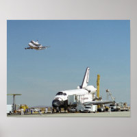 Endeavour on Runway with Columbia on SCA Overhea