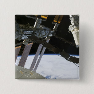 Endeavour's arm amidst International Space Stat 15 Cm Square Badge